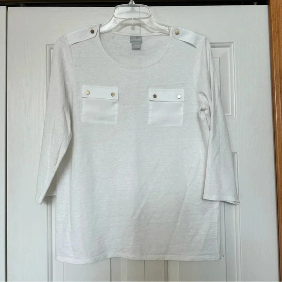 CHICOS White Linen Top - Picture 4 of 8